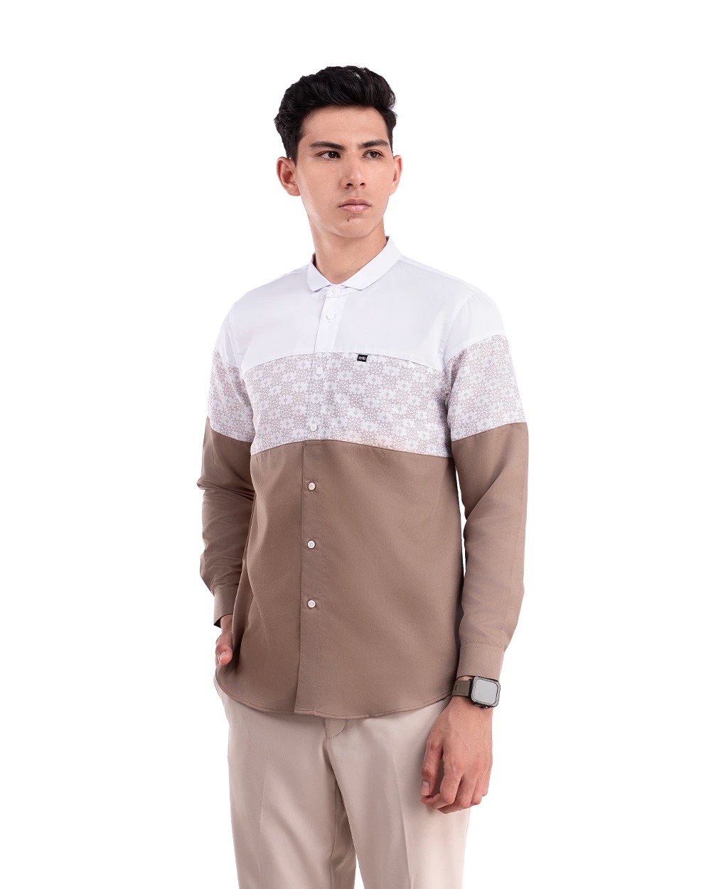 Baju Koko Pria Modern Fadkhera X ANB 6 Lengan Panjang | Pendek Sand