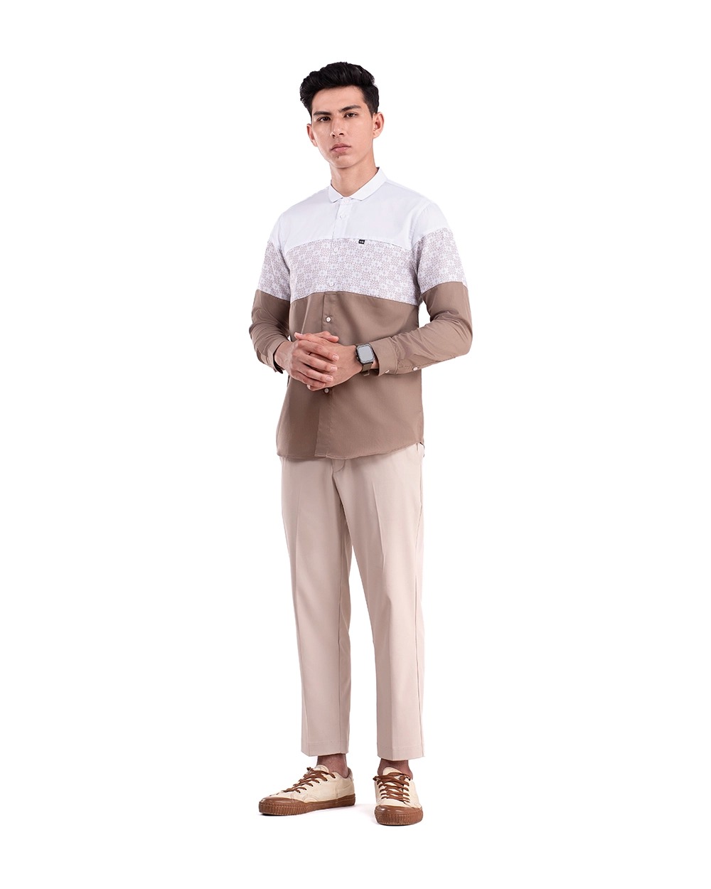 Baju Koko Pria Modern Fadkhera X ANB 6 Lengan Panjang | Pendek Sand