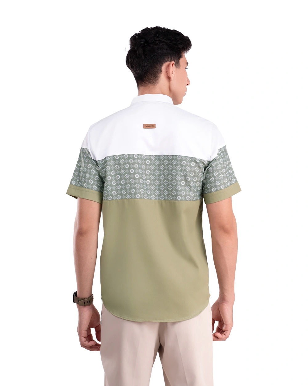 Baju Koko Pria Modern Fadkhera X ANB 7 Lengan Panjang dan Pendek Hijau Sage