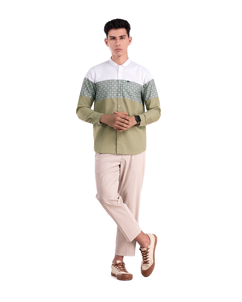 Baju Koko Pria Modern Fadkhera X ANB 7 Lengan Panjang dan Pendek Hijau Sage