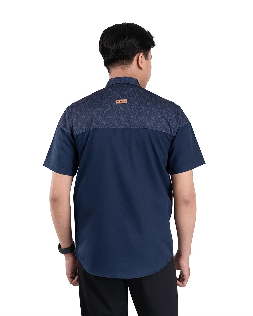 Baju Koko Pria Modern Fadkhera Badar Lengan Panjang Pendek Navy
