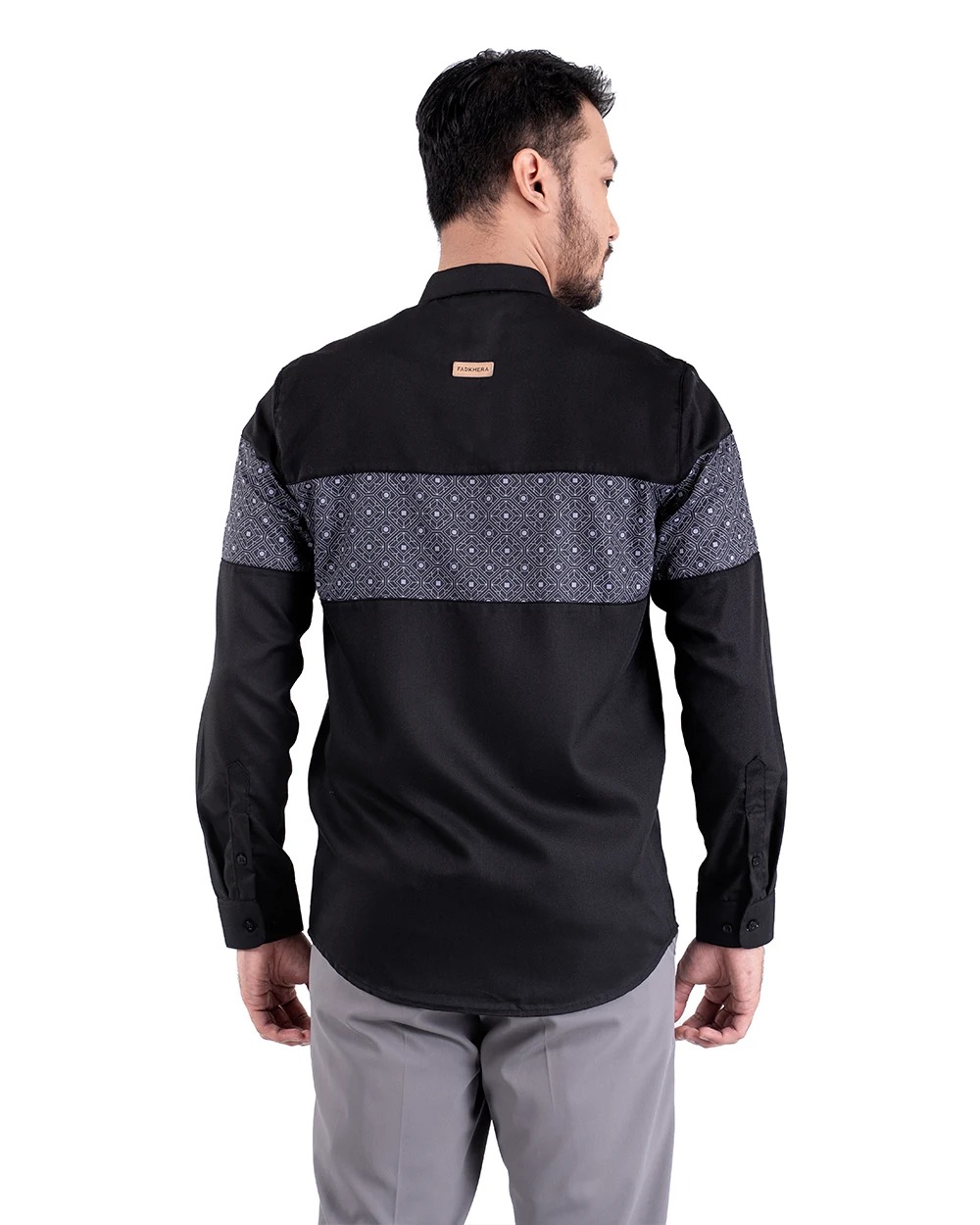 Baju Koko Pria Modern Fadkhera Basyir Lengan Panjang Black