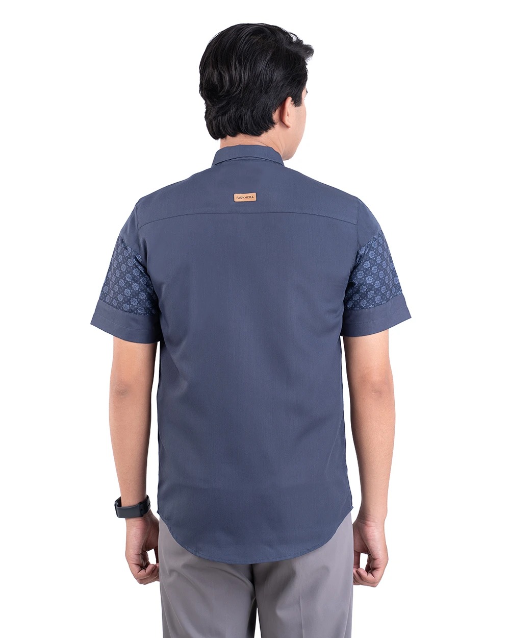 Baju Koko Pria Modern Fadkhera Bayan Lengan Panjang Pendek Denim