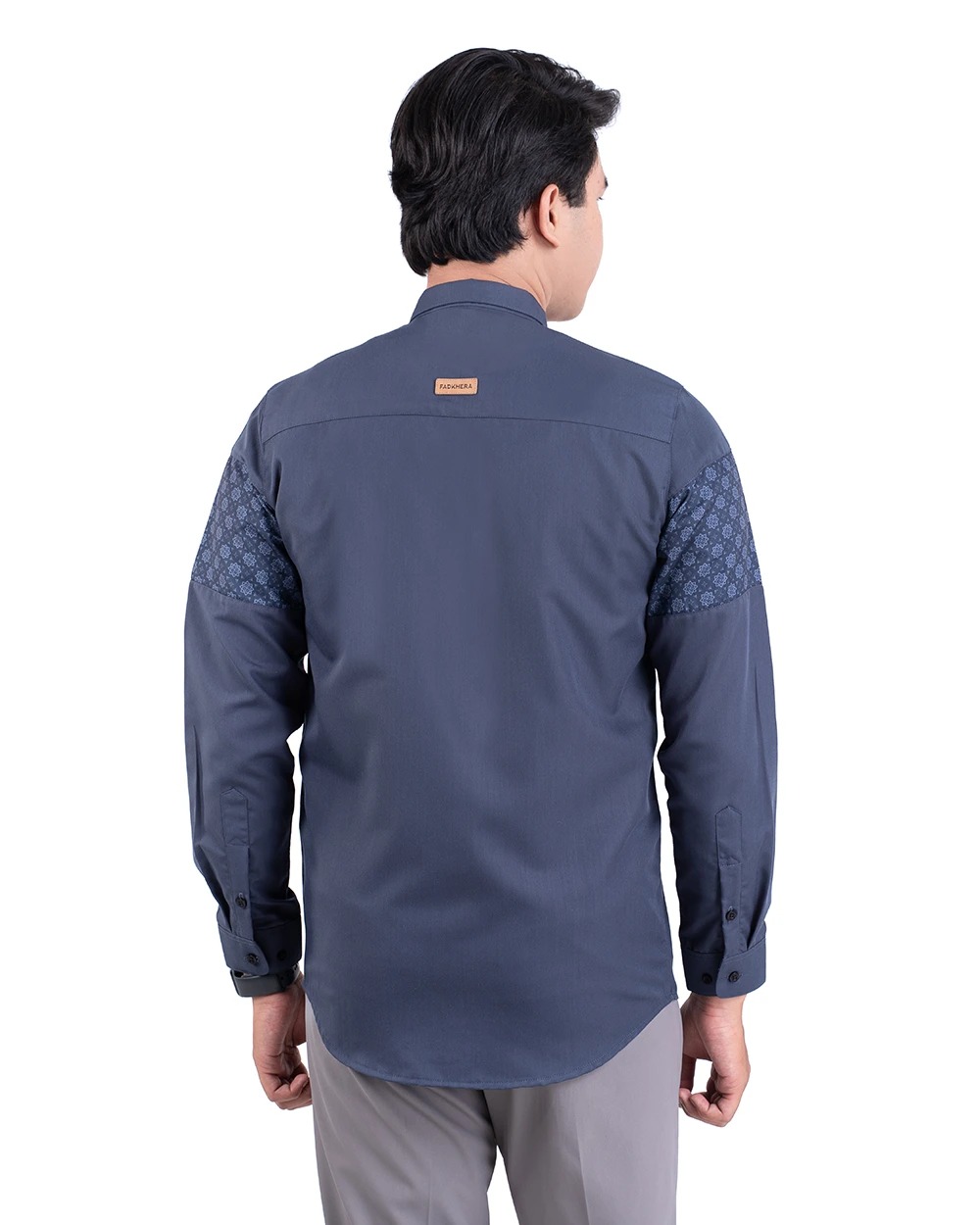 Baju Koko Pria Modern Fadkhera Bayan Lengan Panjang Pendek Denim