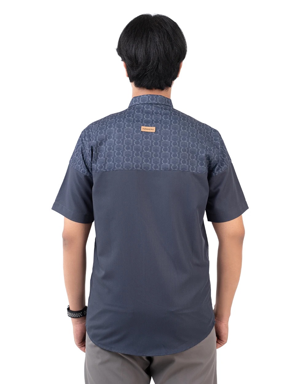 Baju Koko Pria Modern Fadkhera Bukhara Lengan Panjang Pendek Denim
