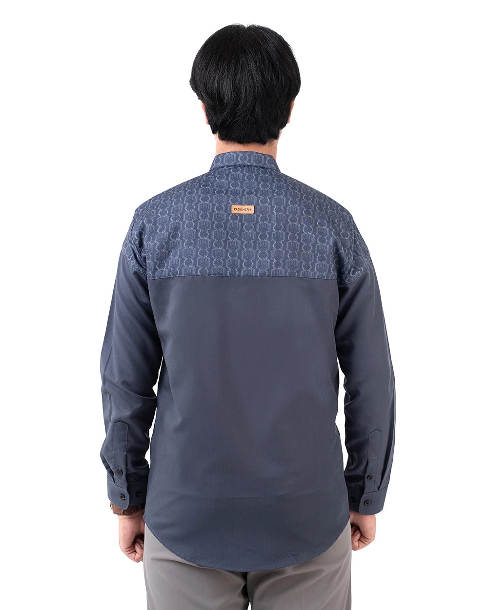 Baju Koko Pria Modern Fadkhera Bukhara Lengan Panjang Pendek Denim