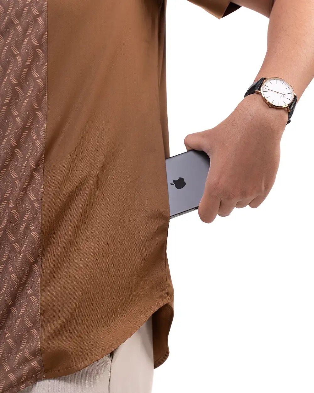 Baju Koko Pria Modern Fadkhera Buruj Lengan Panjang Pendek Copper