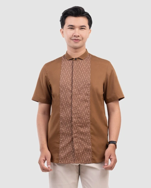 Baju Koko Pria Modern Fadkhera Buruj Lengan Panjang Pendek Copper