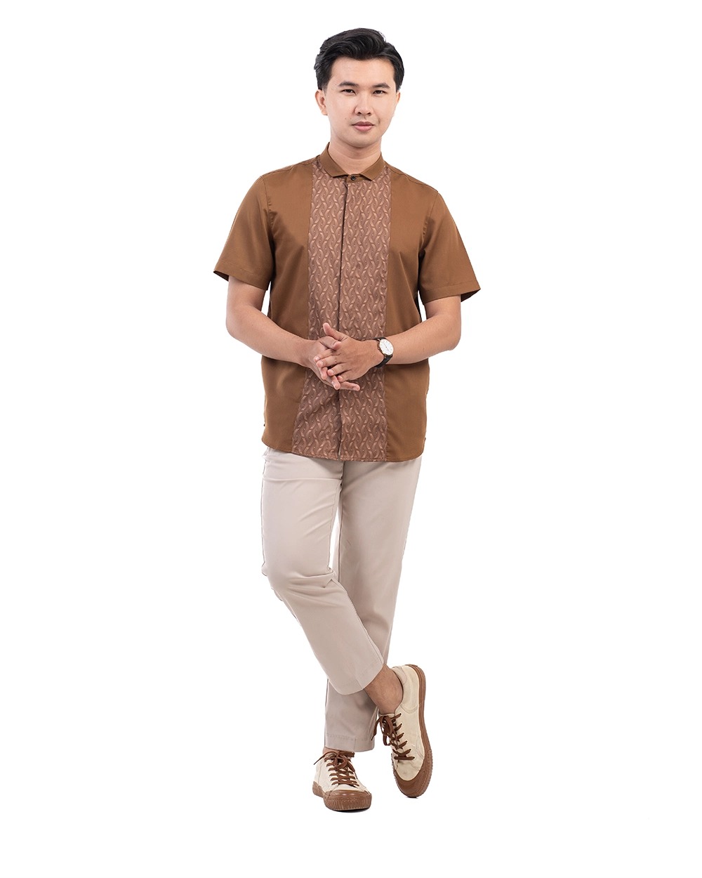 Baju Koko Pria Modern Fadkhera Buruj Lengan Panjang Pendek Copper