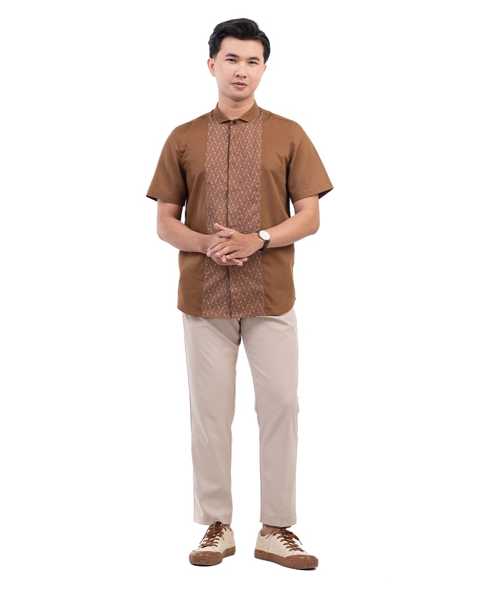 Baju Koko Pria Modern Fadkhera Buruj Lengan Panjang Pendek Copper
