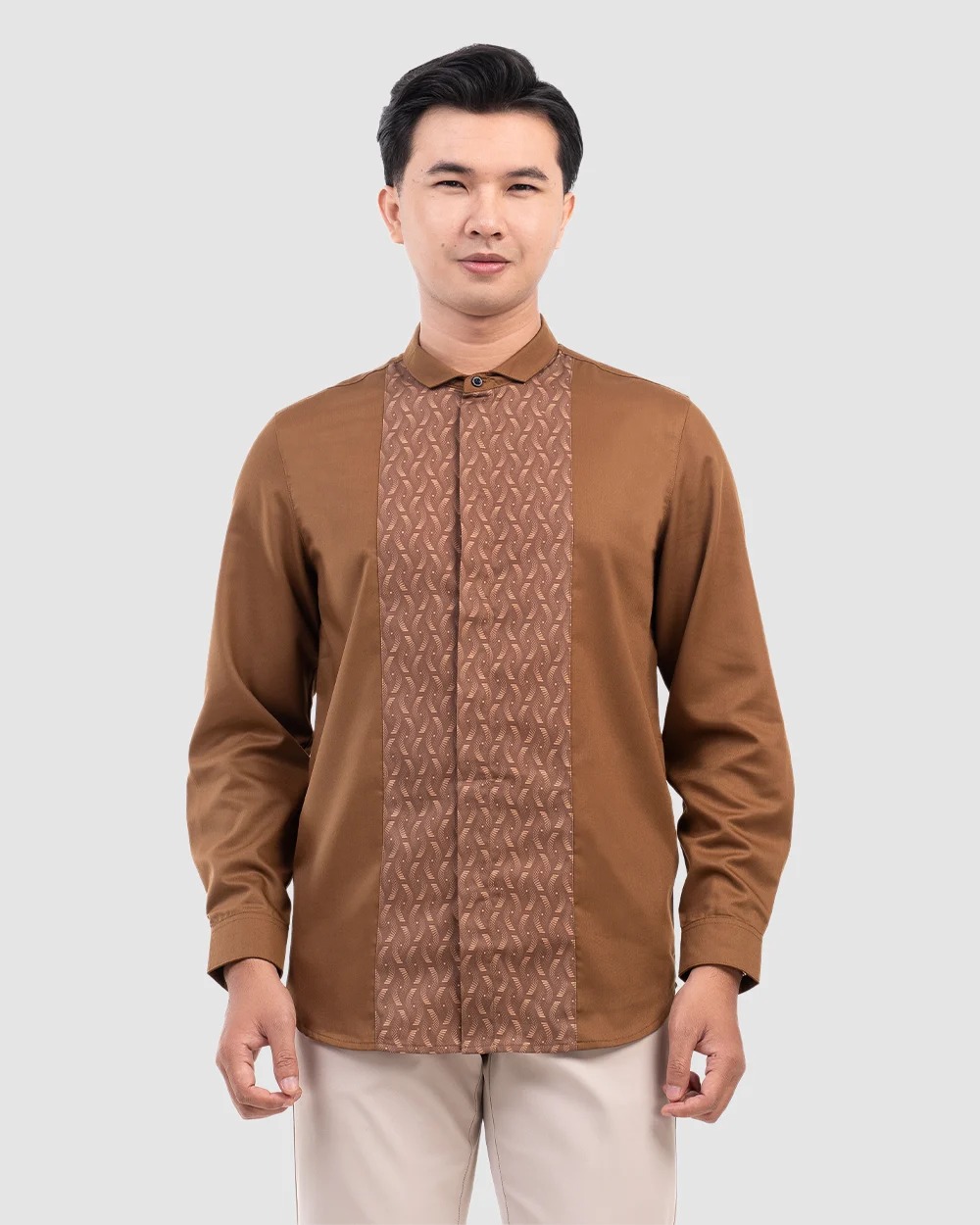 Baju Koko Pria Modern Fadkhera Buruj Lengan Panjang Pendek Copper