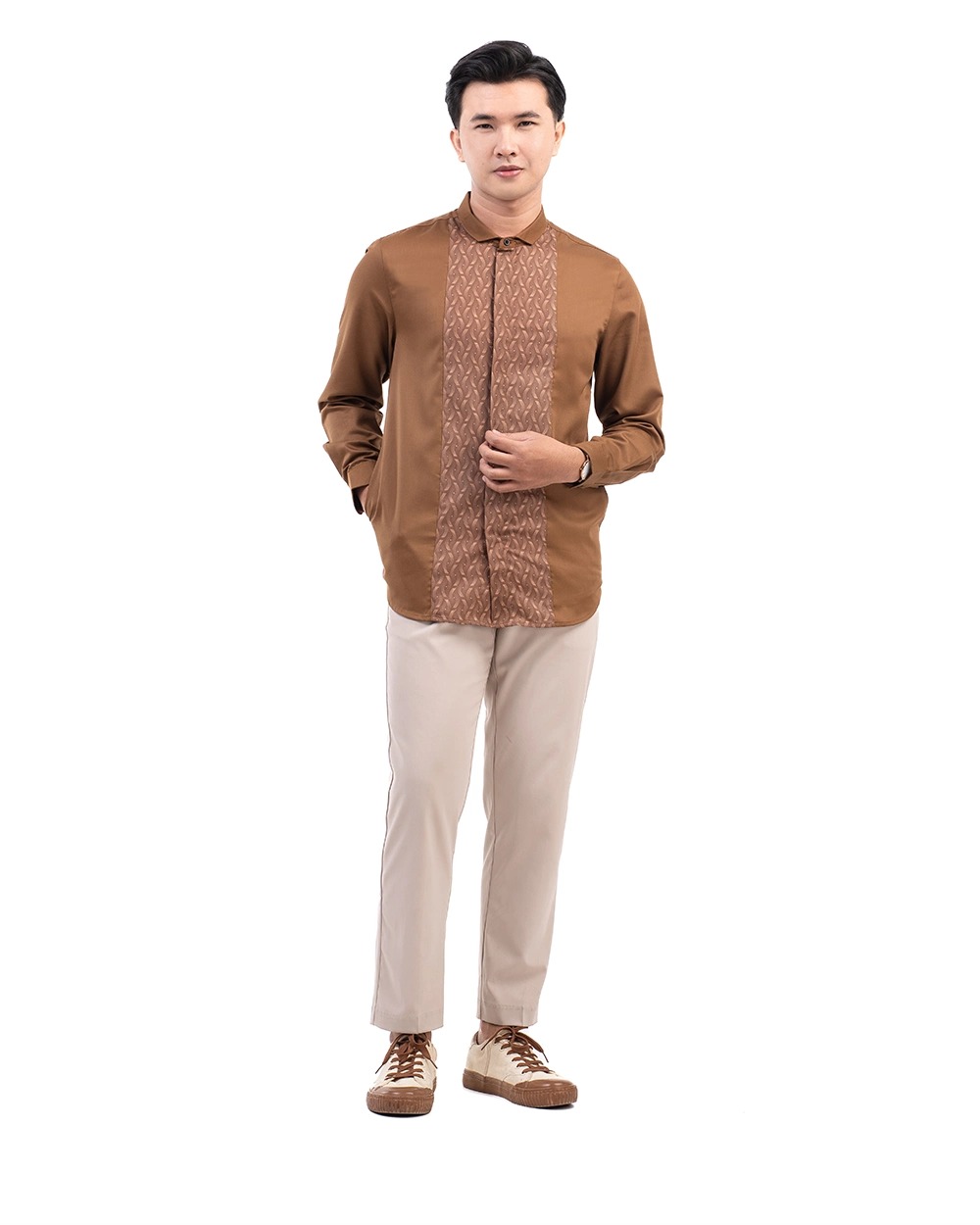 Baju Koko Pria Modern Fadkhera Buruj Lengan Panjang Pendek Copper