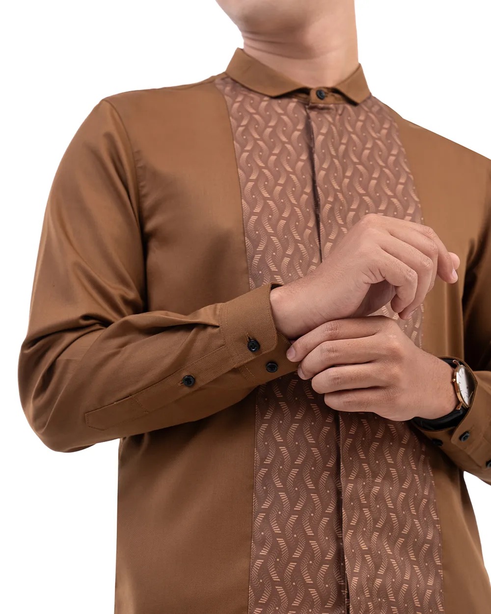 Baju Koko Pria Modern Fadkhera Buruj Lengan Panjang Pendek Copper