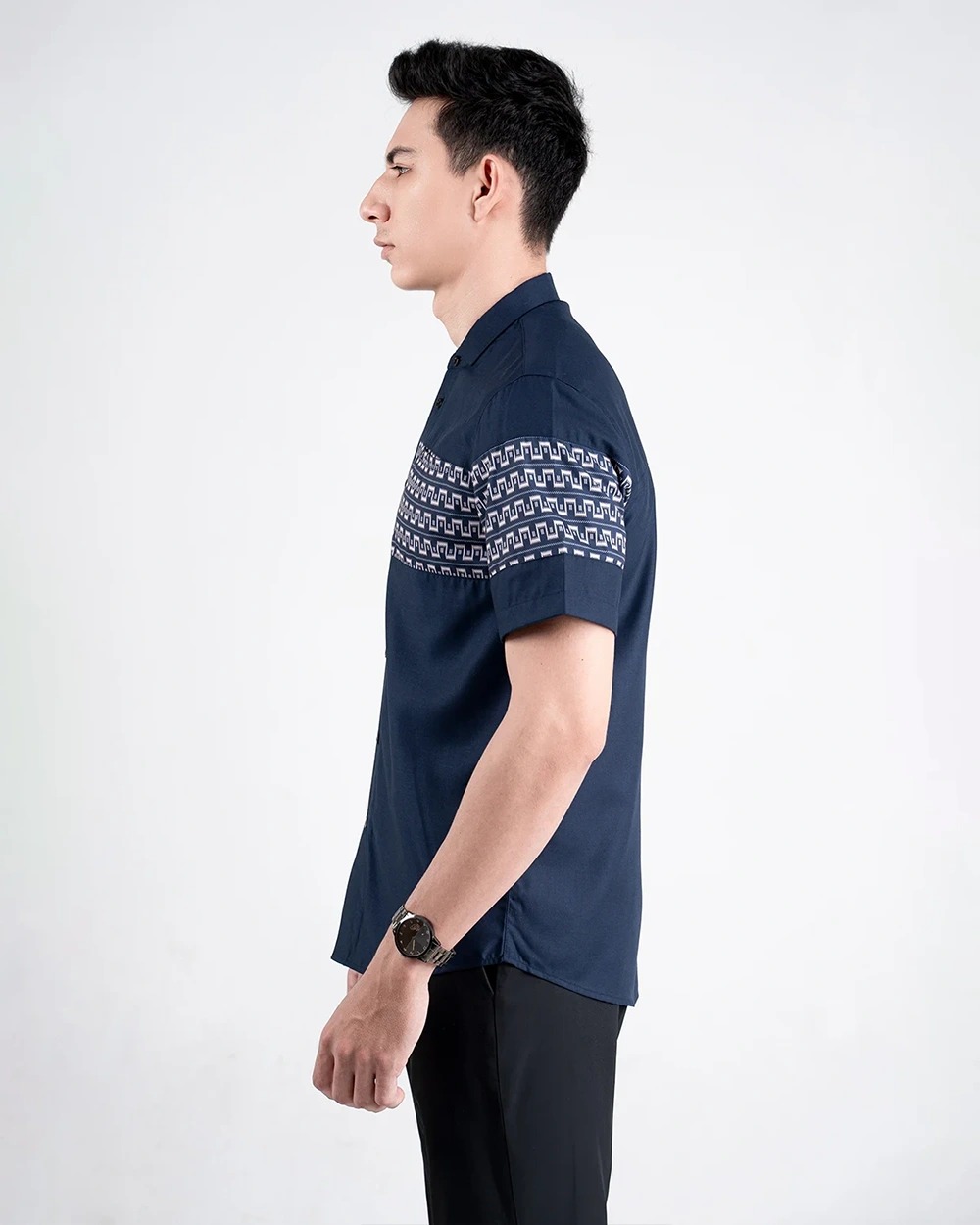 Baju Koko Pria Modern Dzimar Lengan Panjang dan Pendek Navy