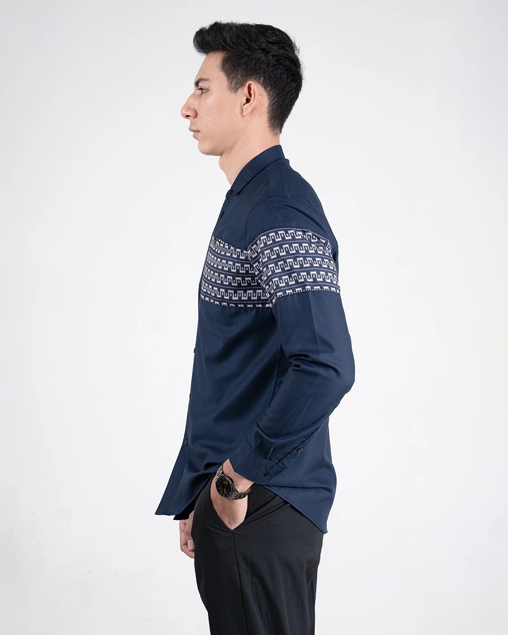 Baju Koko Pria Modern Dzimar Lengan Panjang dan Pendek Navy