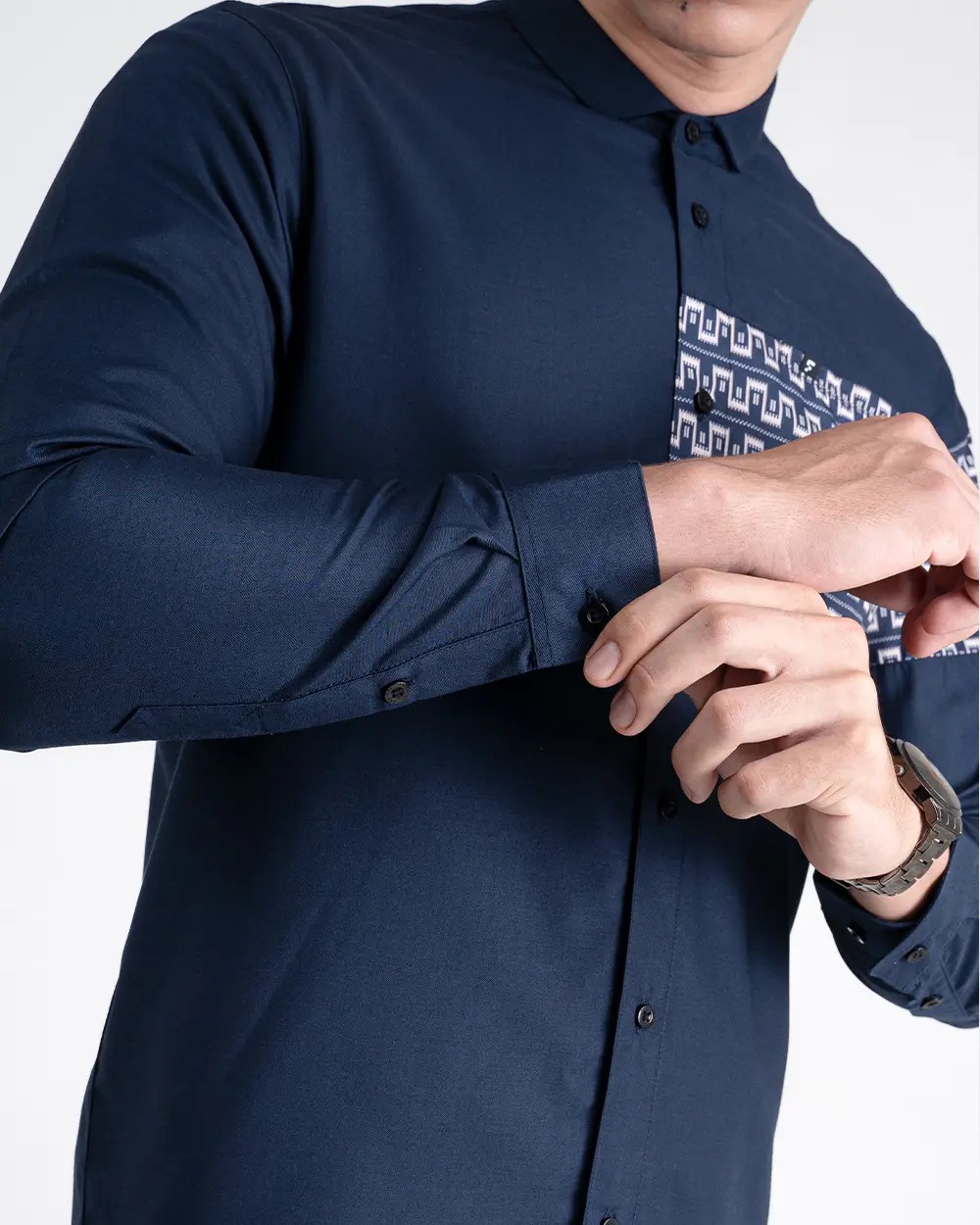 Baju Koko Pria Modern Dzimar Lengan Panjang dan Pendek Navy