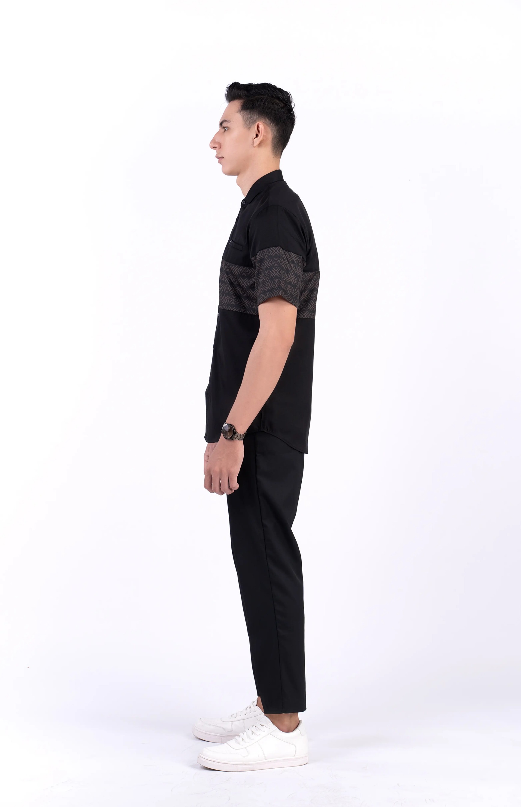 Baju Koko Pria Elbara Lengan Panjang dan Pendek Black
