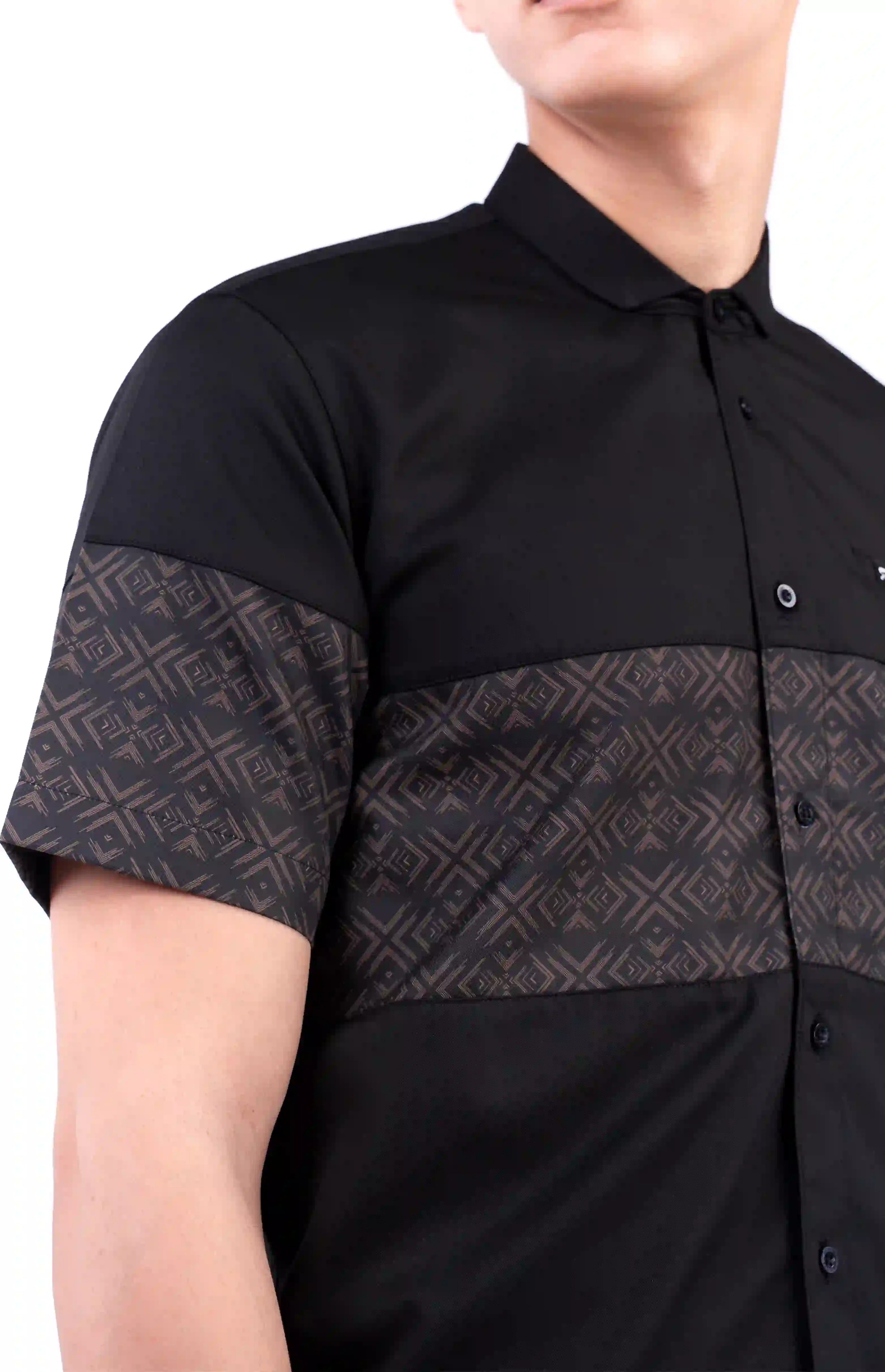 Baju Koko Pria Elbara Lengan Panjang dan Pendek Black