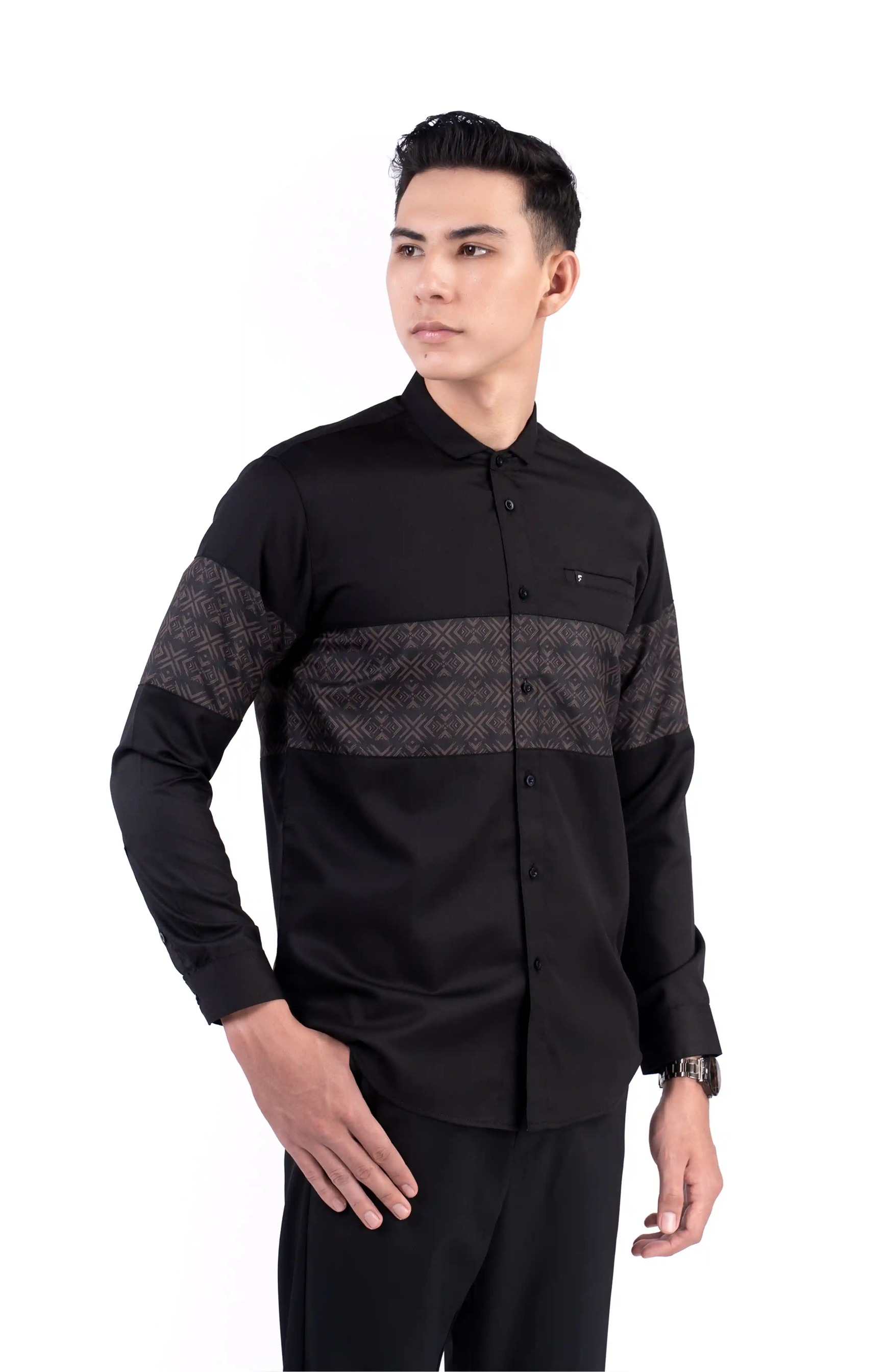 Baju Koko Pria Elbara Lengan Panjang dan Pendek Black