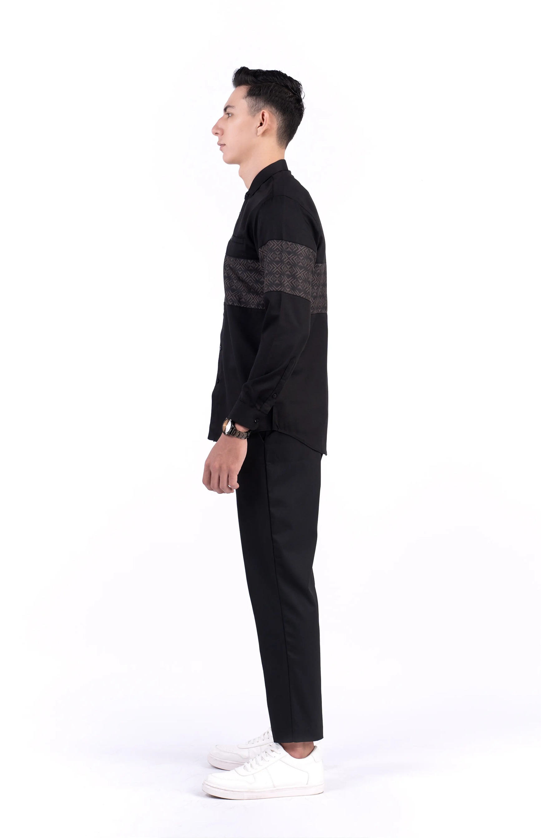 Baju Koko Pria Elbara Lengan Panjang dan Pendek Black