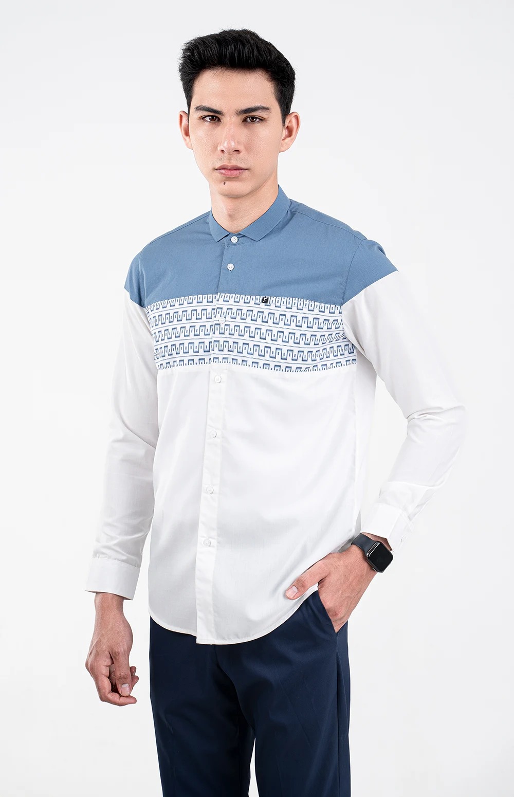 Baju Koko Pria Modern Elzan Lengan Panjang dan Pendek White