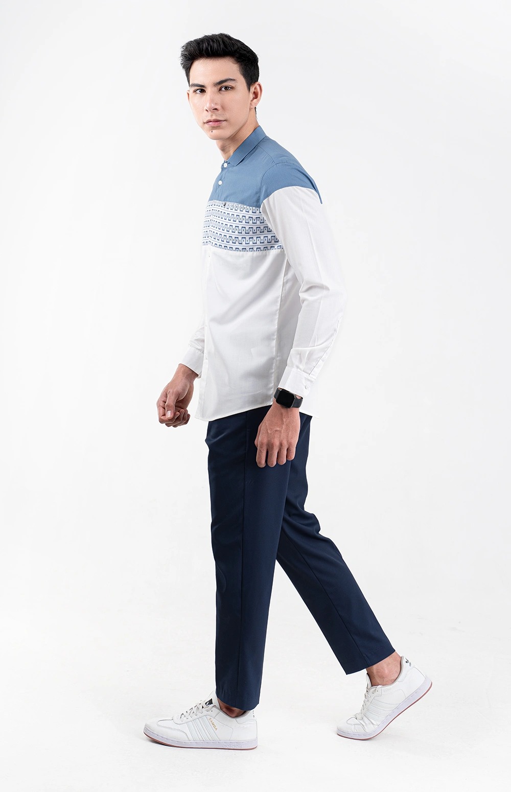 Baju Koko Pria Modern Elzan Lengan Panjang dan Pendek White