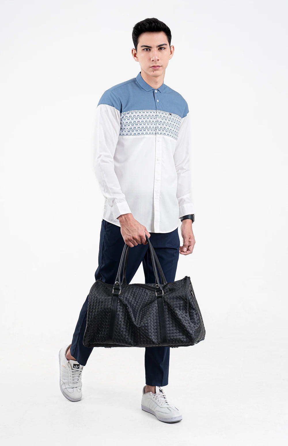 Baju Koko Pria Modern Elzan Lengan Panjang dan Pendek White
