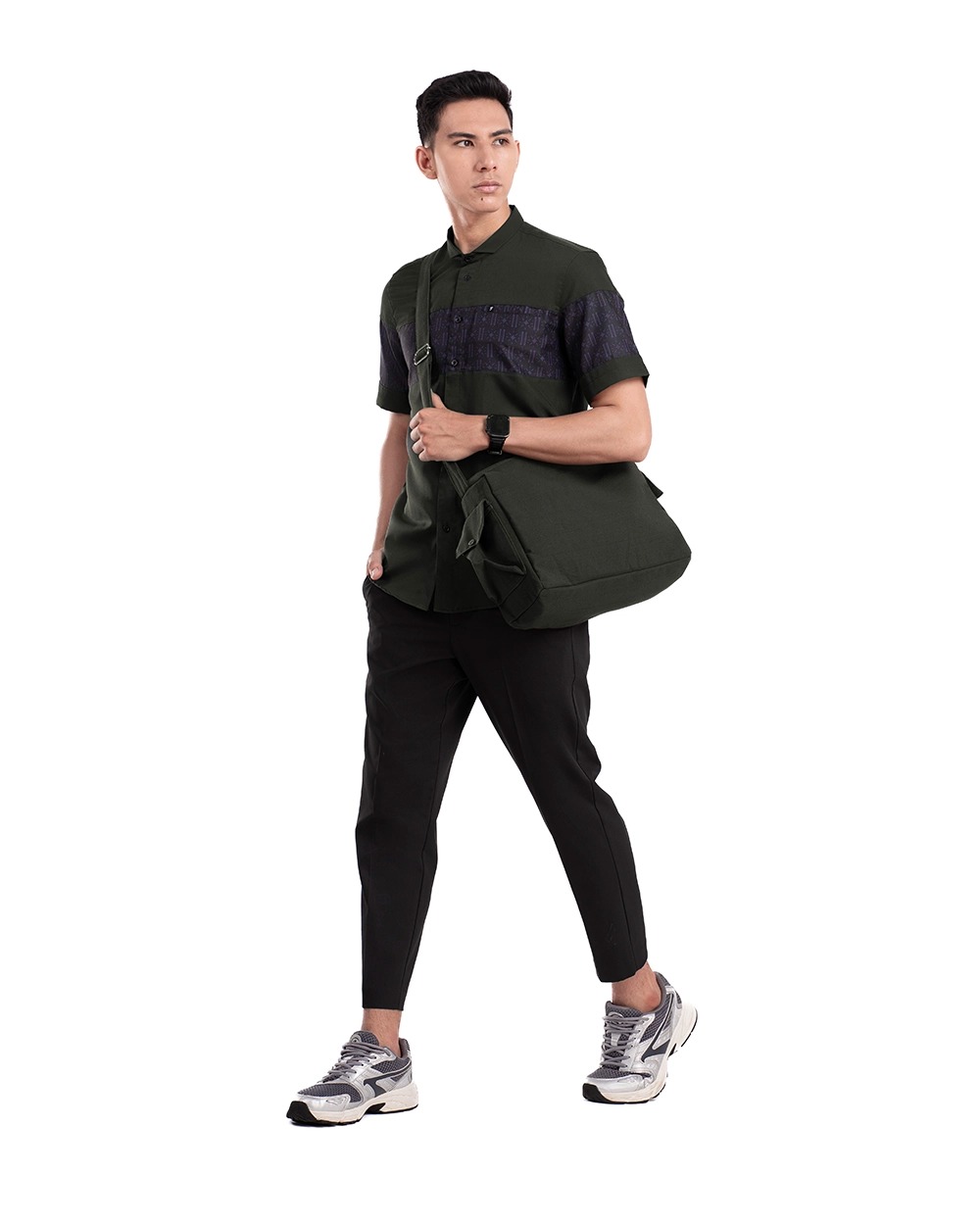 Baju Koko Pria Modern Erkan Lengan Panjang dan Pendek Dark Forest Green