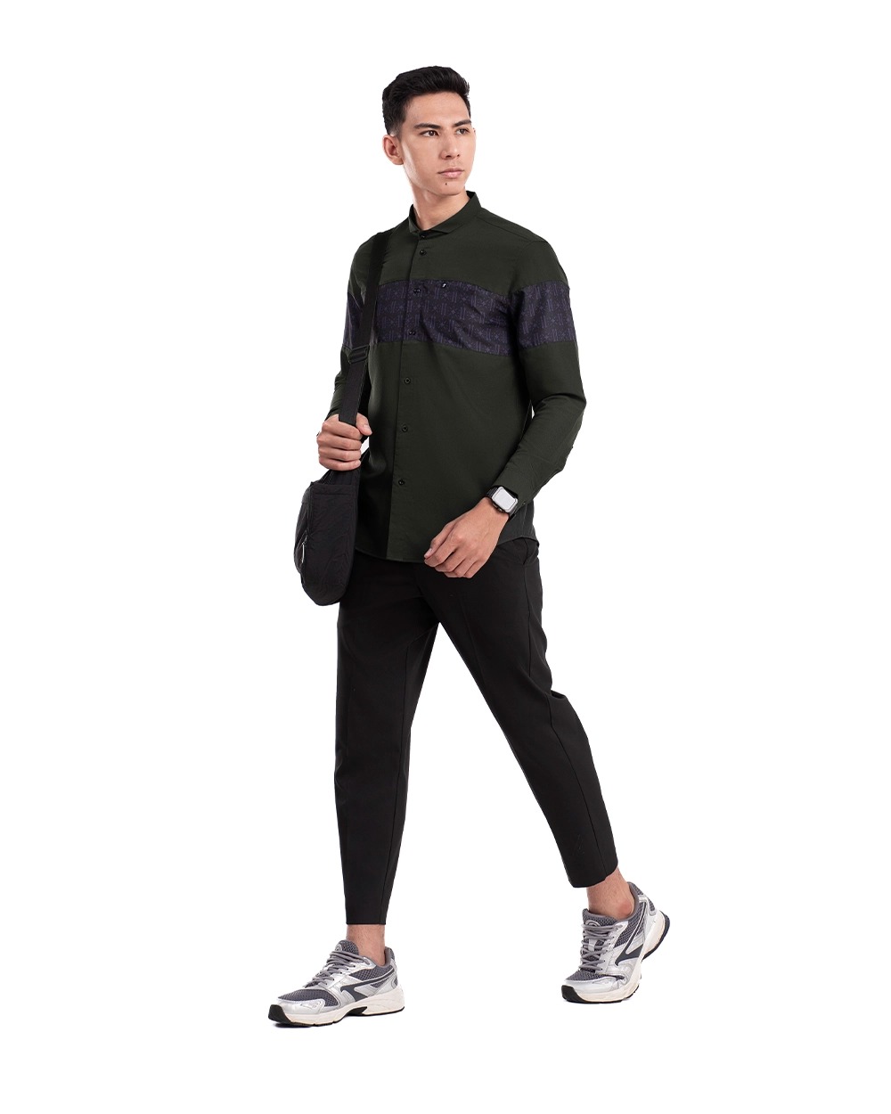 Baju Koko Pria Modern Erkan Lengan Panjang dan Pendek Dark Forest Green