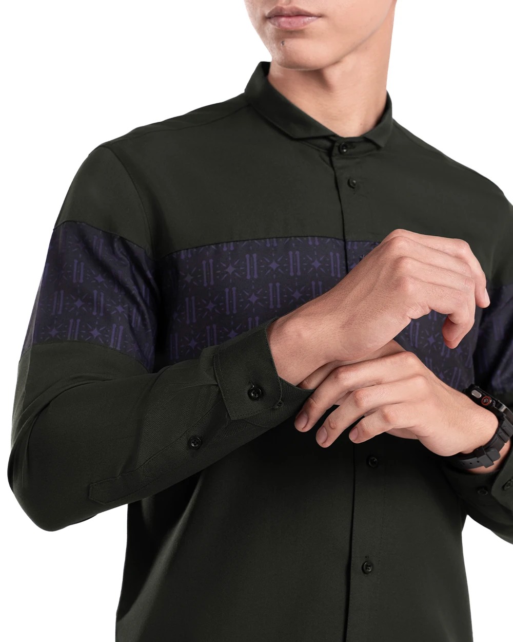 Baju Koko Pria Modern Erkan Lengan Panjang dan Pendek Dark Forest Green