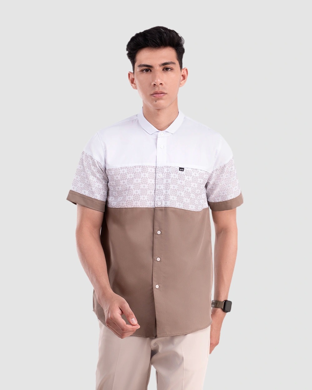 Baju Koko Pria Modern Fadkhera X ANB 6 Lengan Panjang | Pendek Sand
