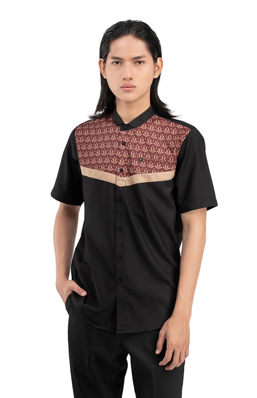 Baju Koko Pria Modern Fadkhera X Masjid Al Ihsan Lengan Panjang dan Pendek Black