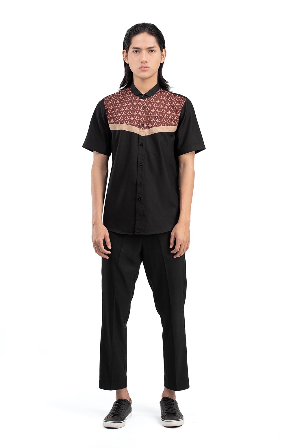 Baju Koko Pria Modern Fadkhera X Masjid Al Ihsan Lengan Panjang dan Pendek Black