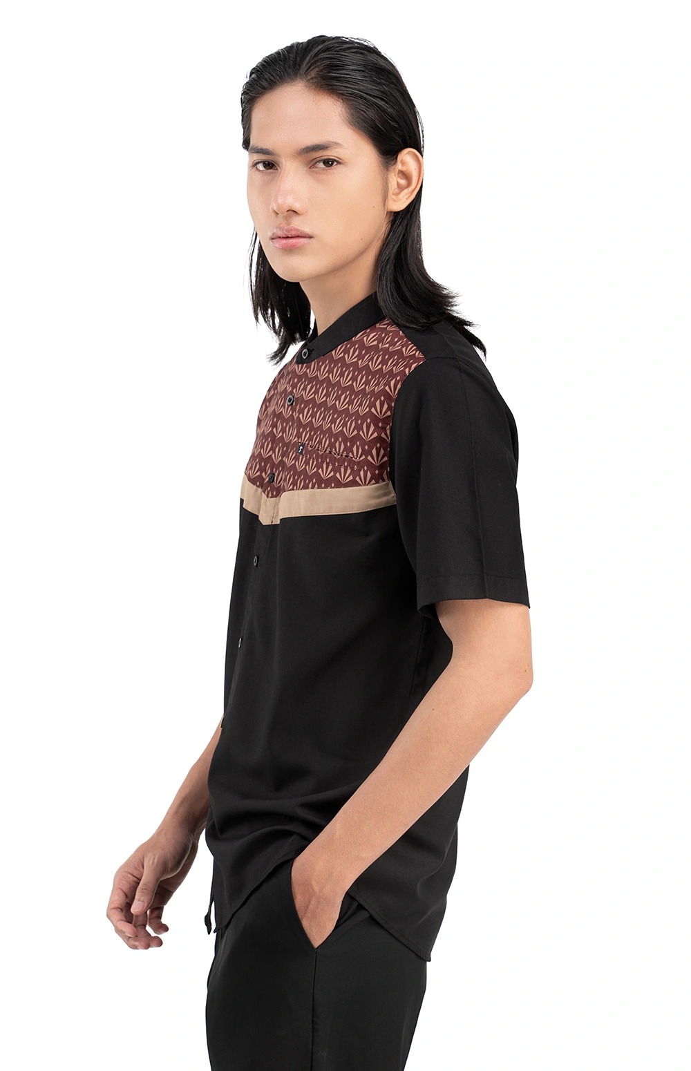 Baju Koko Pria Modern Fadkhera X Masjid Al Ihsan Lengan Panjang dan Pendek Black