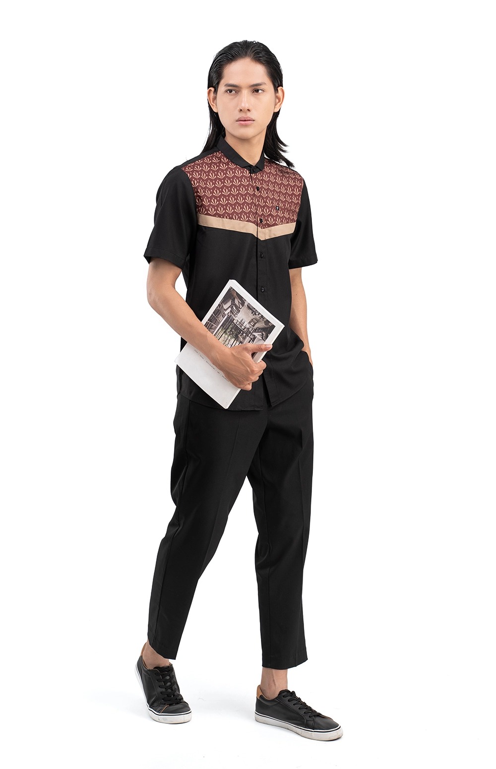 Baju Koko Pria Modern Fadkhera X Masjid Al Ihsan Lengan Panjang dan Pendek Black