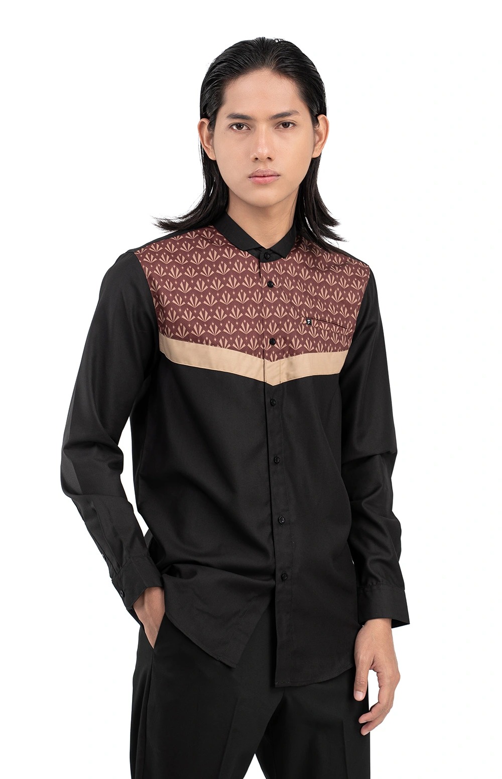 Baju Koko Pria Modern Fadkhera X Masjid Al Ihsan Lengan Panjang dan Pendek Black