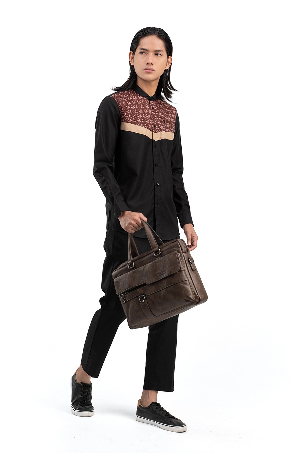 Baju Koko Pria Modern Fadkhera X Masjid Al Ihsan Lengan Panjang dan Pendek Black