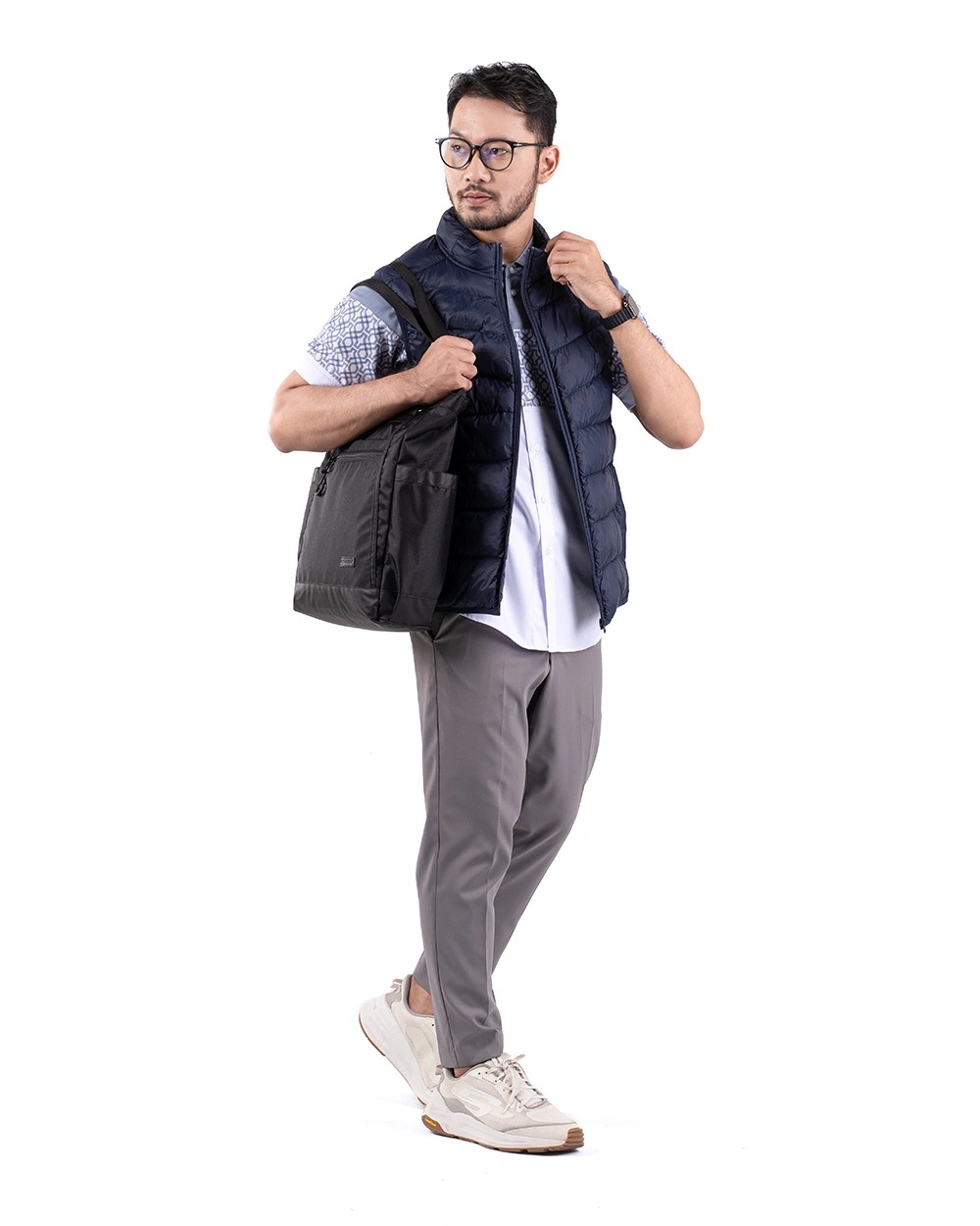 Baju Koko Pria Modern Faiz Lengan Panjang dan Pendek White Grey
