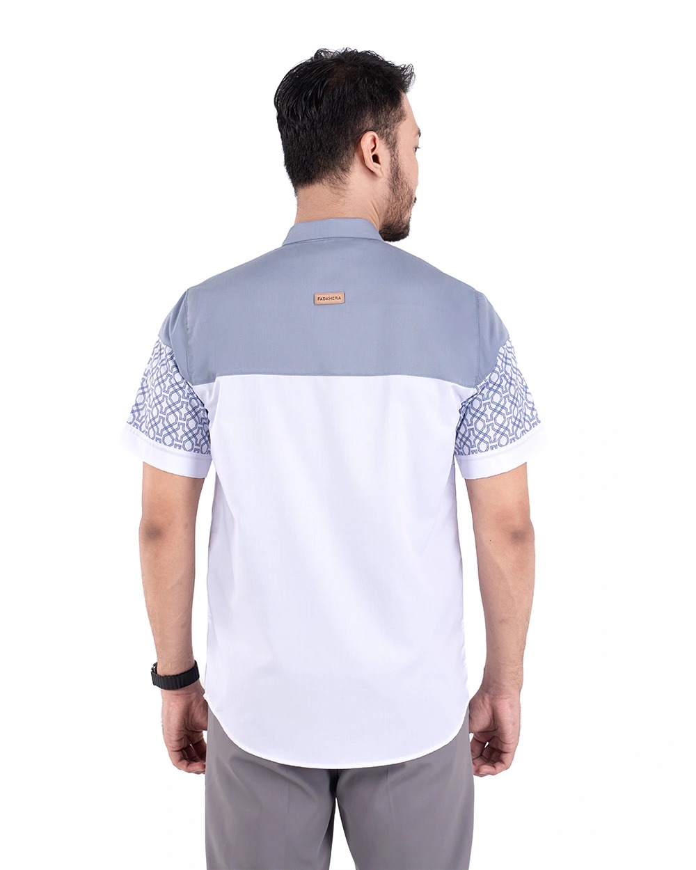 Baju Koko Pria Modern Faiz Lengan Panjang dan Pendek White Grey