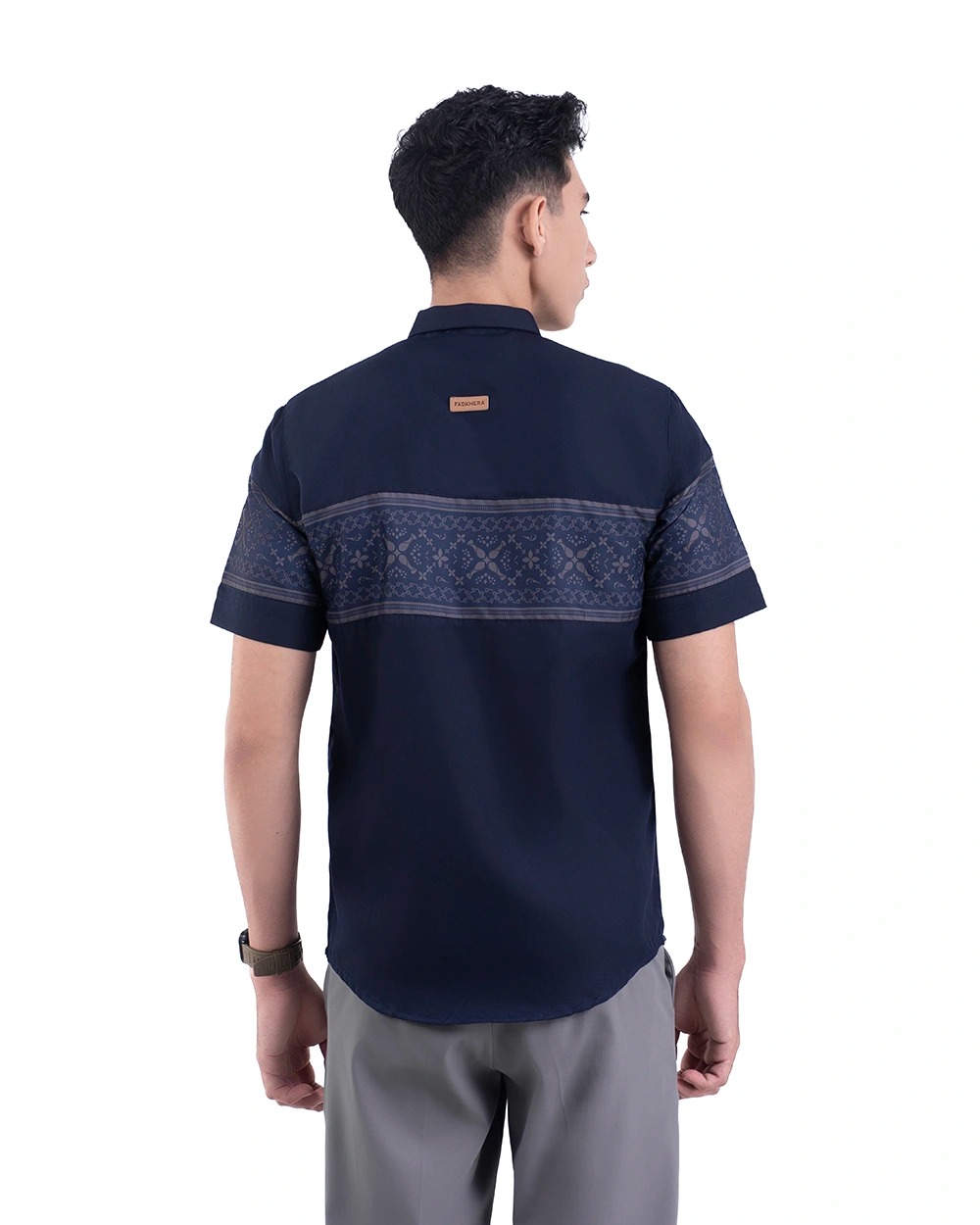 Baju Koko Pria Modern Fattah Lengan Panjang | Pendek Navy
