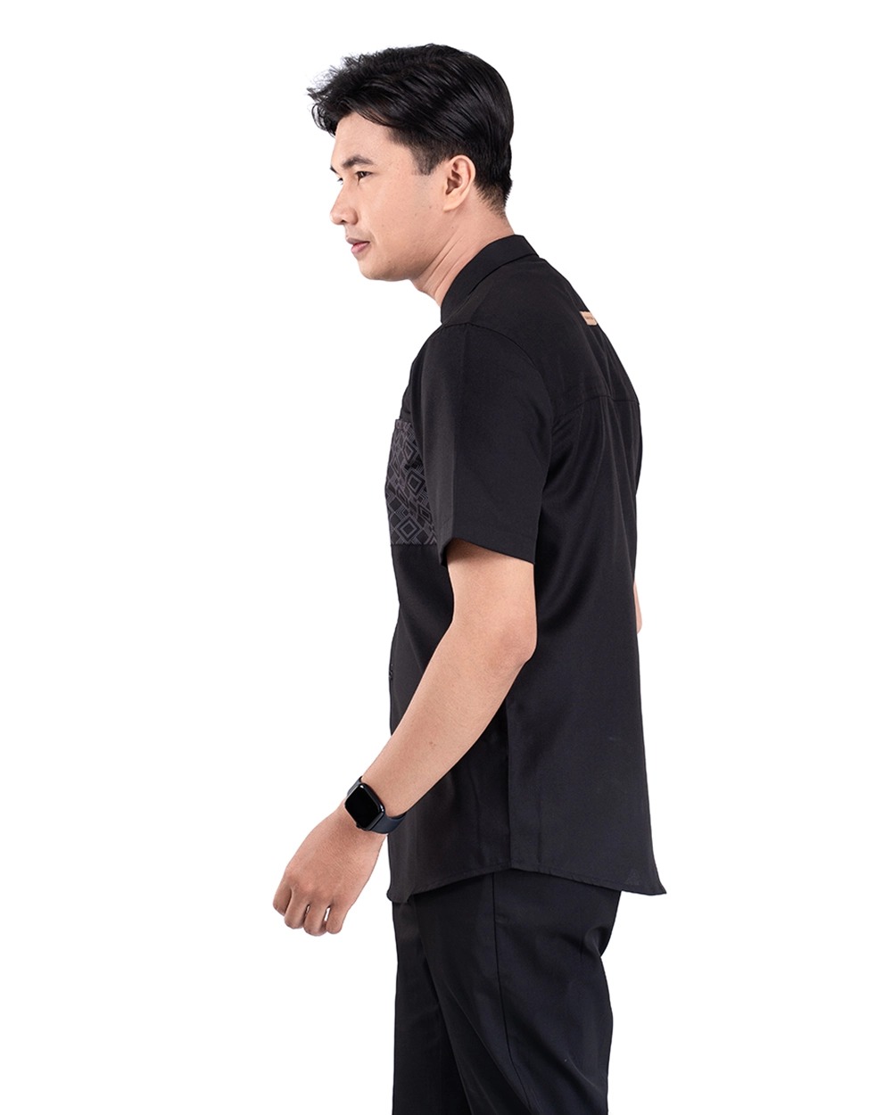 Baju Koko Pria Modern Hamid Lengan Panjang dan Pendek Black