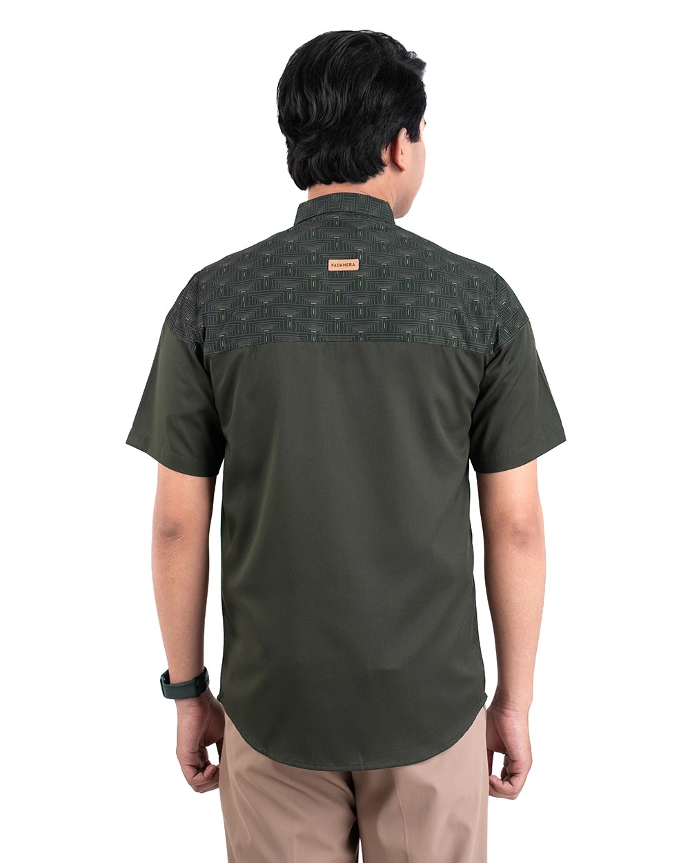 Baju Koko Pria Modern Fadkhera Harun Lengan Panjang Pendek Olive