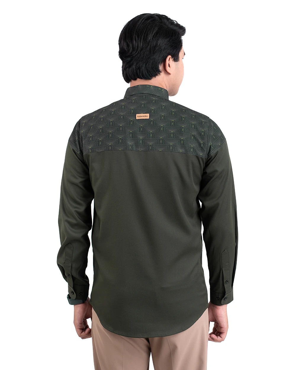 Baju Koko Pria Modern Fadkhera Harun Lengan Panjang Pendek Olive