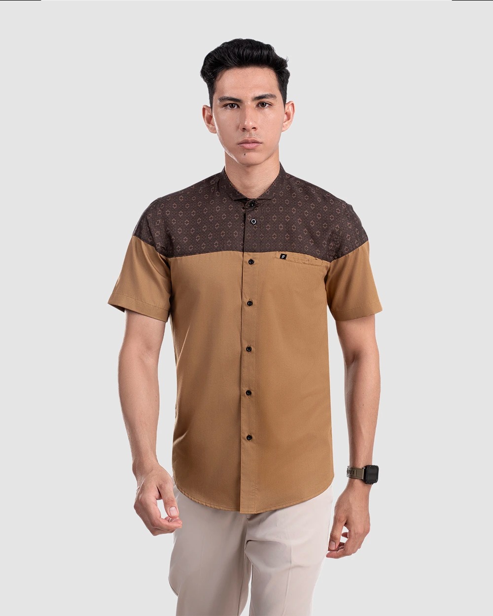 Baju Koko Pria Modern Ikrimah Lengan Panjang dan Pendek Gold