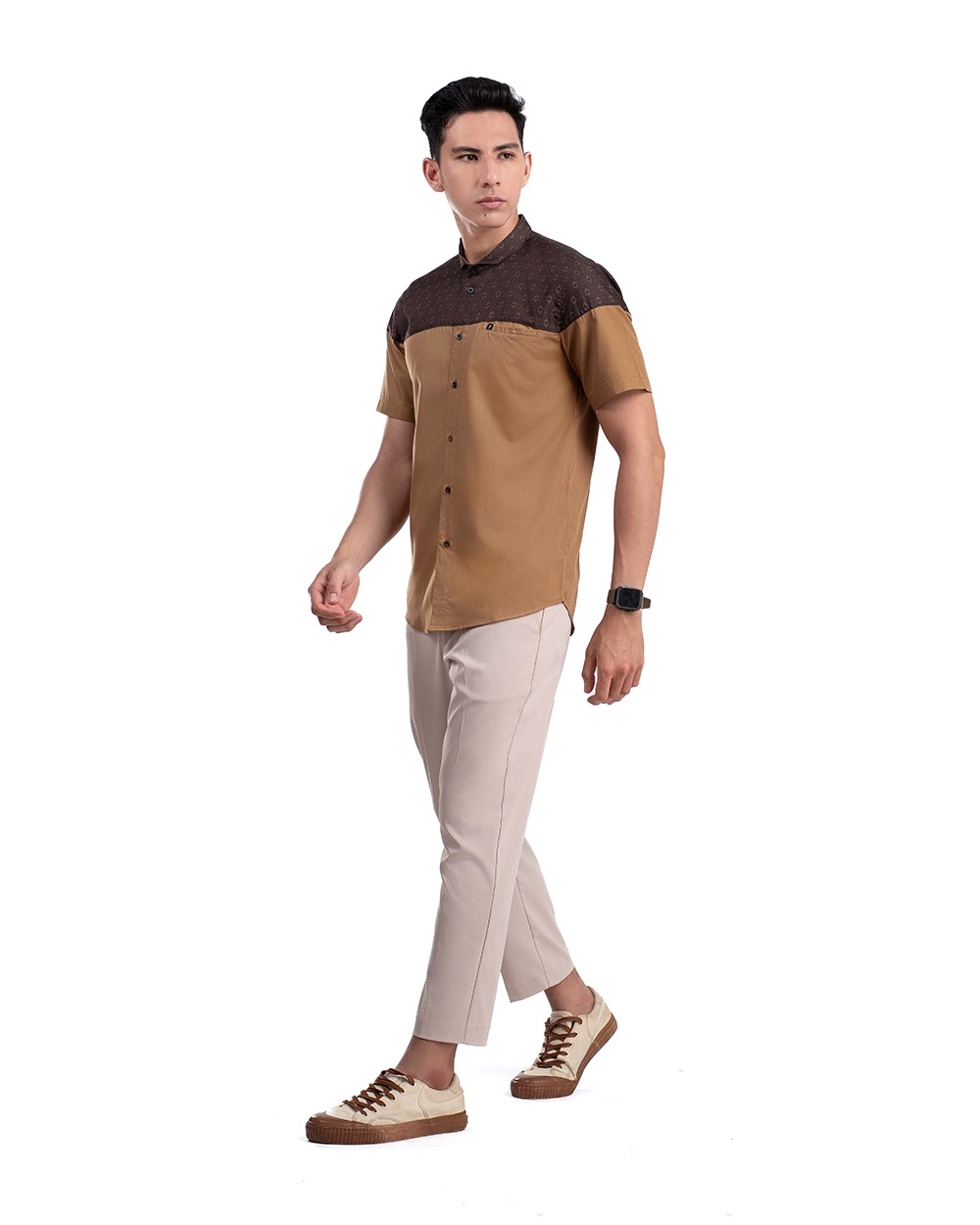 Baju Koko Pria Modern Ikrimah Lengan Panjang dan Pendek Gold