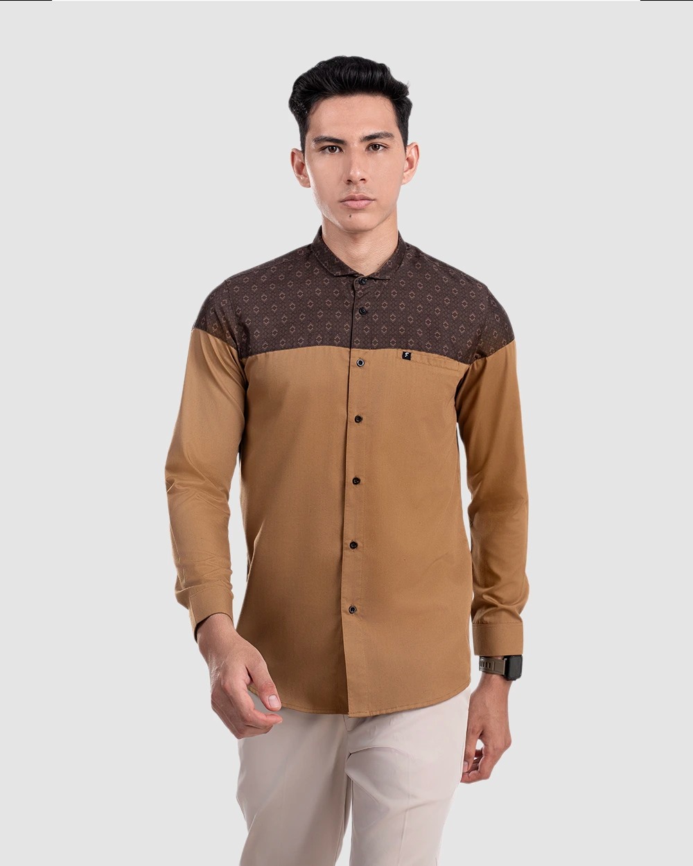 Baju Koko Pria Modern Ikrimah Lengan Panjang dan Pendek Gold