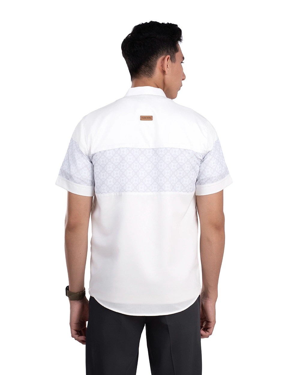 Baju Koko Pria Modern Khaibar Lengan Panjang dan Pendek Putih