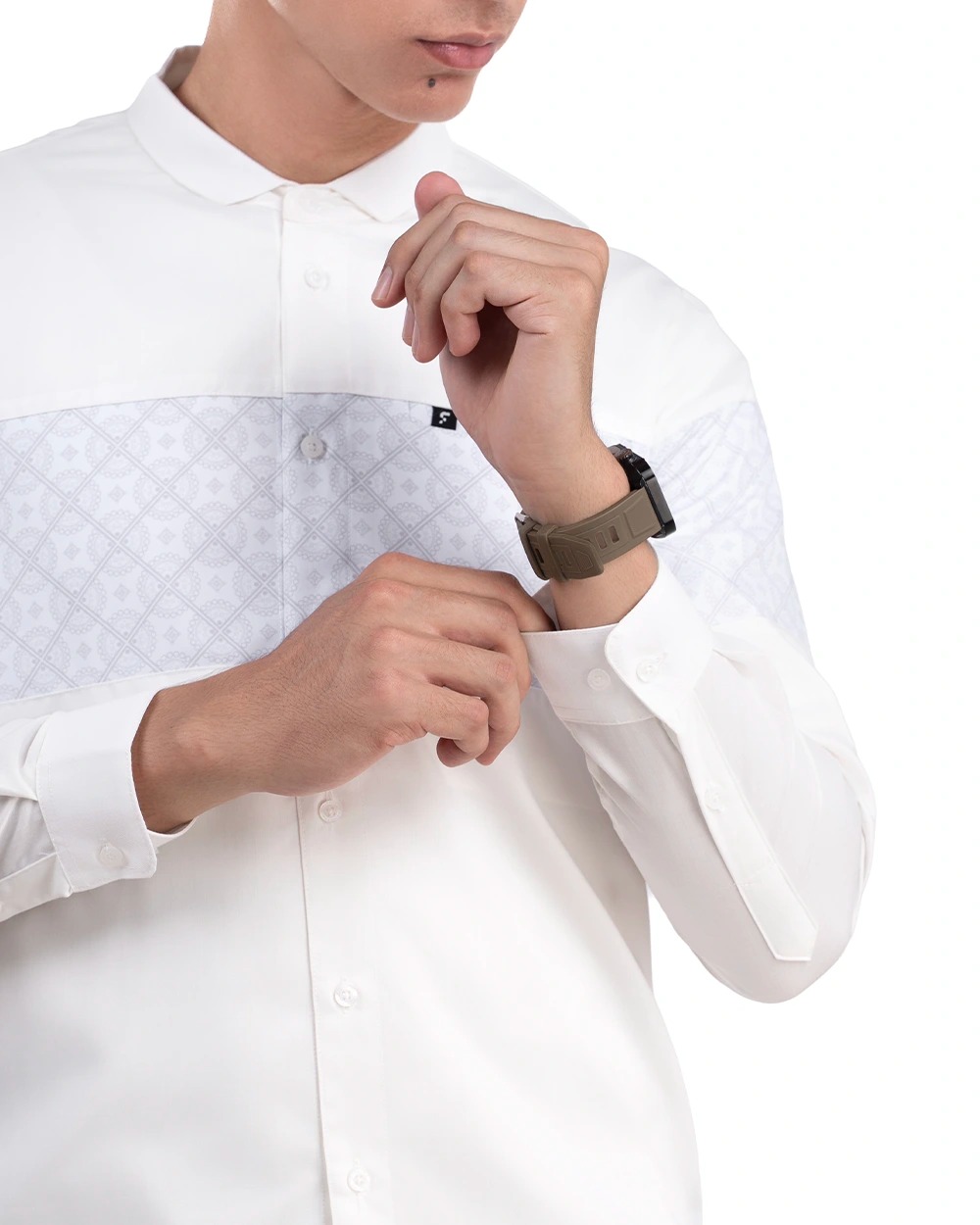 Baju Koko Pria Modern Khaibar Lengan Panjang dan Pendek Putih