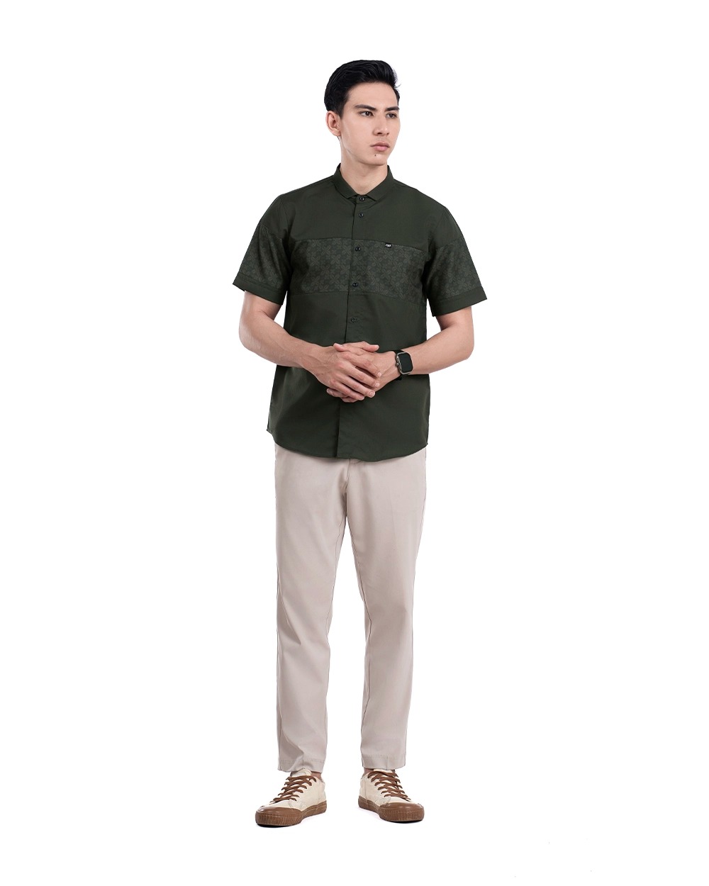 Baju Koko Pria Modern Fadkhera X MPD 2 Lengan Panjang | Pendek Dark Olive