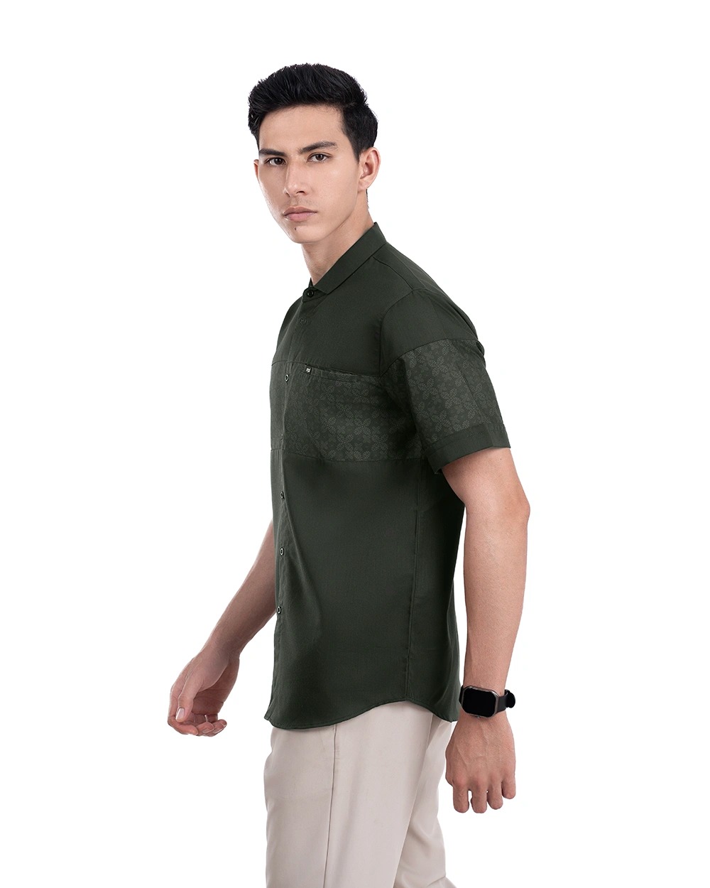 Baju Koko Pria Modern Fadkhera X MPD 2 Lengan Panjang | Pendek Dark Olive